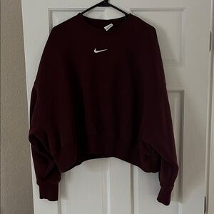 Nike Burgundy Cropped Sweatshirt